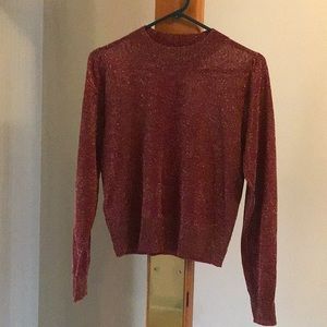 Mango top burgundy with lurex glossy knit size M